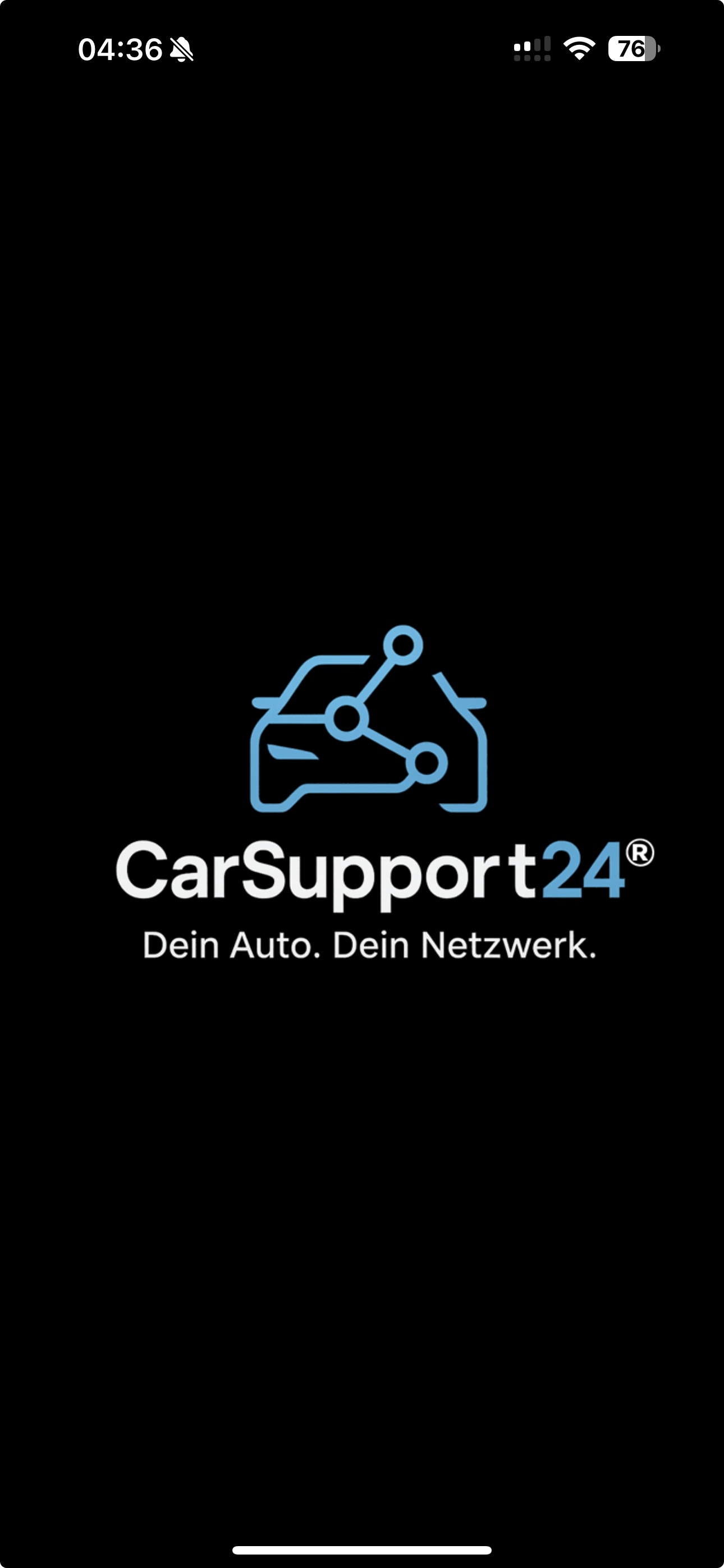 CarSupport24 App - Startbildschirm